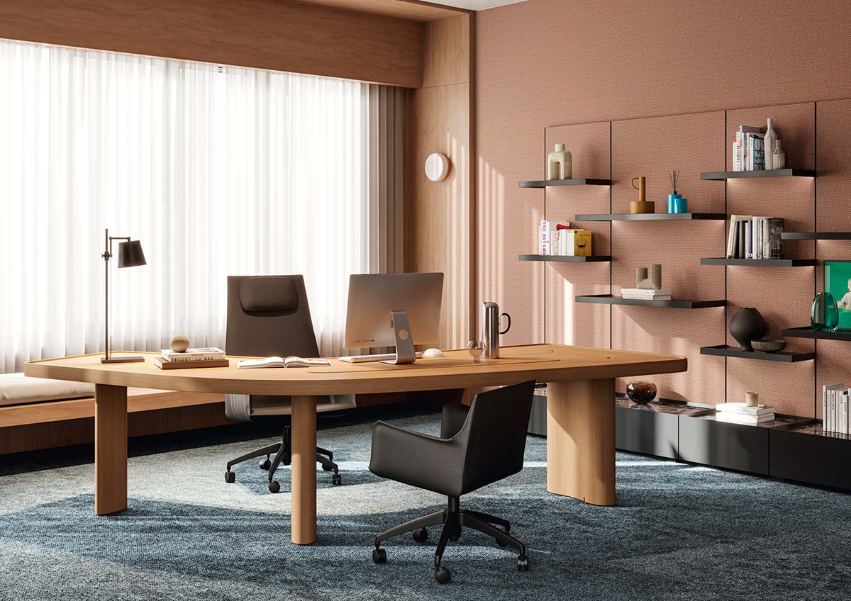 Cab Office collection by Mario Bellini & Bureau Boomerang desk by Charlotte Perriand – Cassina iMaestri collection - Cassina Pro