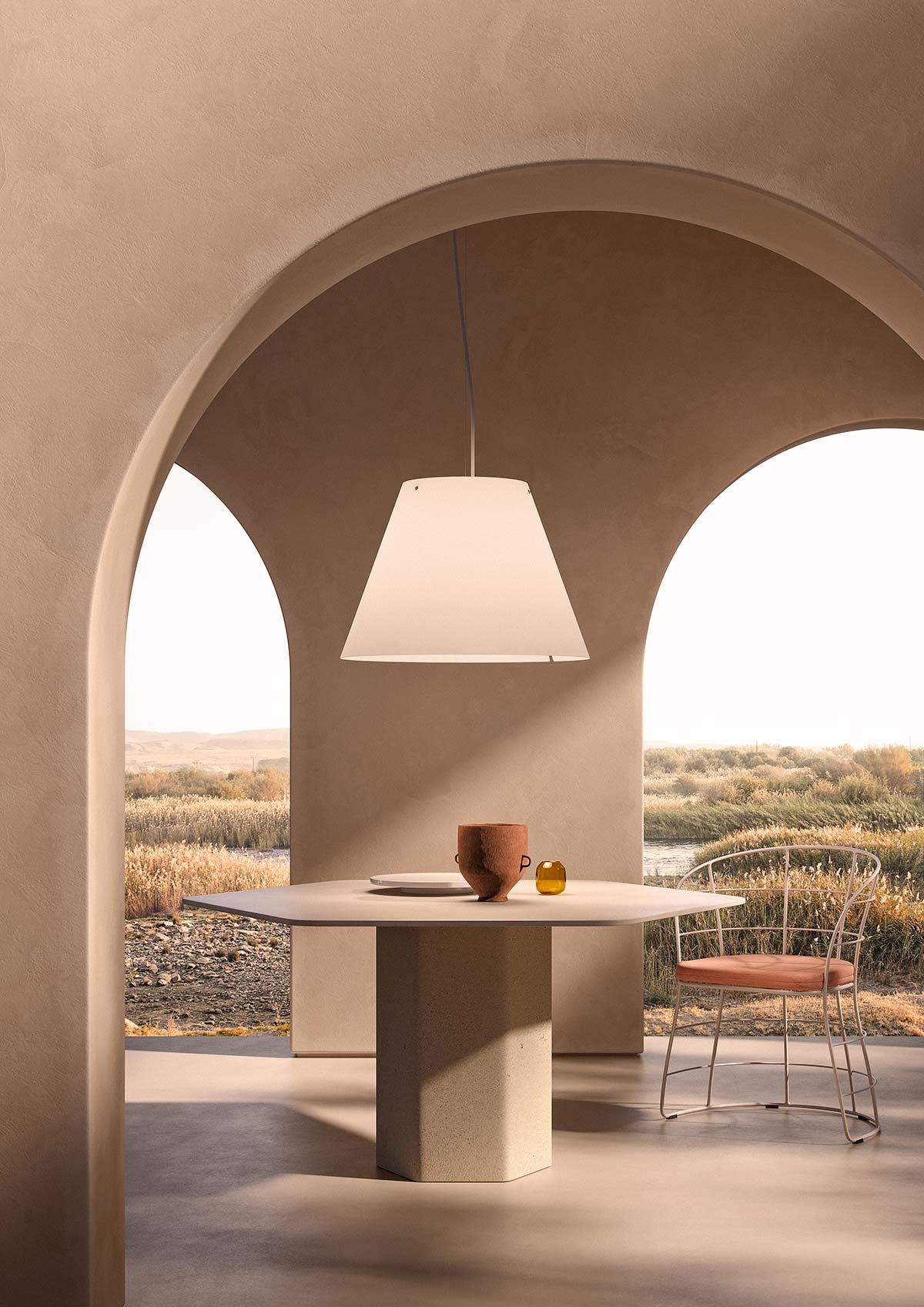 Grande Costanza Open Air by Luceplan, design Paolo Rizzatto
