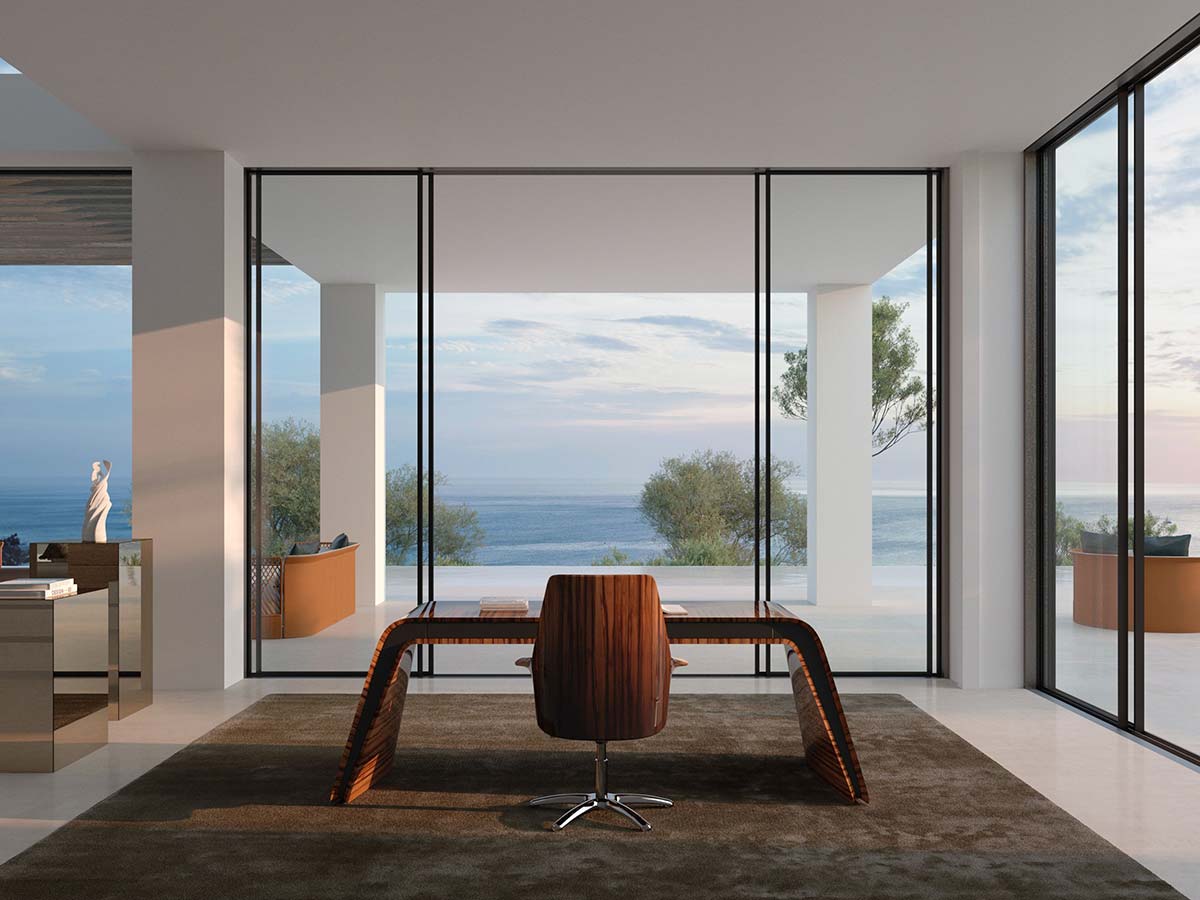 Bollington armchair & Wilton desk by Bentley Home, design Francesco Forcellini